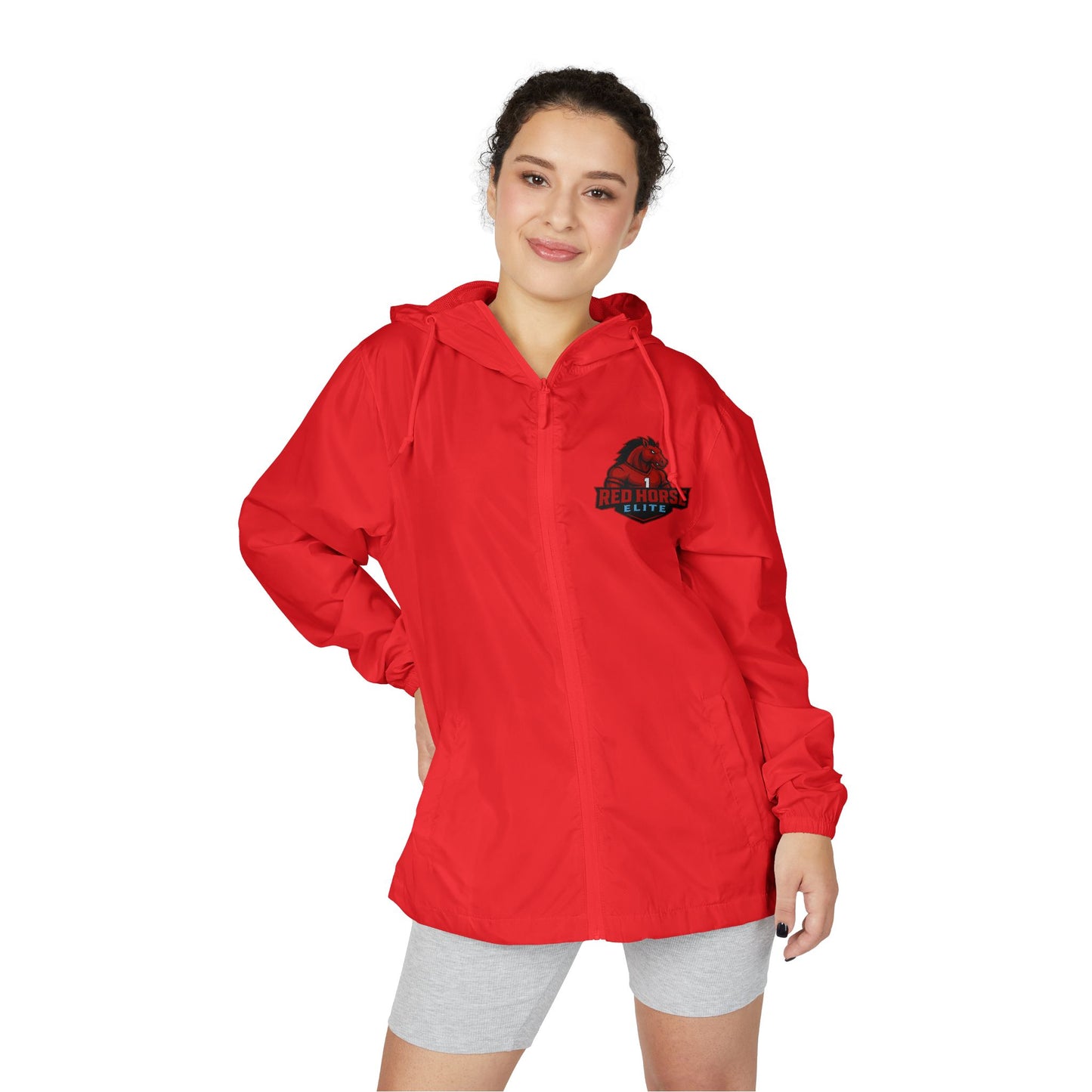 Windbreaker Jacket — 'The Herd' Red Graphic Hooded Windbreaker