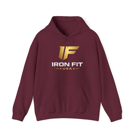 Iron Fit USA Hoodie – Gold IF Logo Athletic Pullover