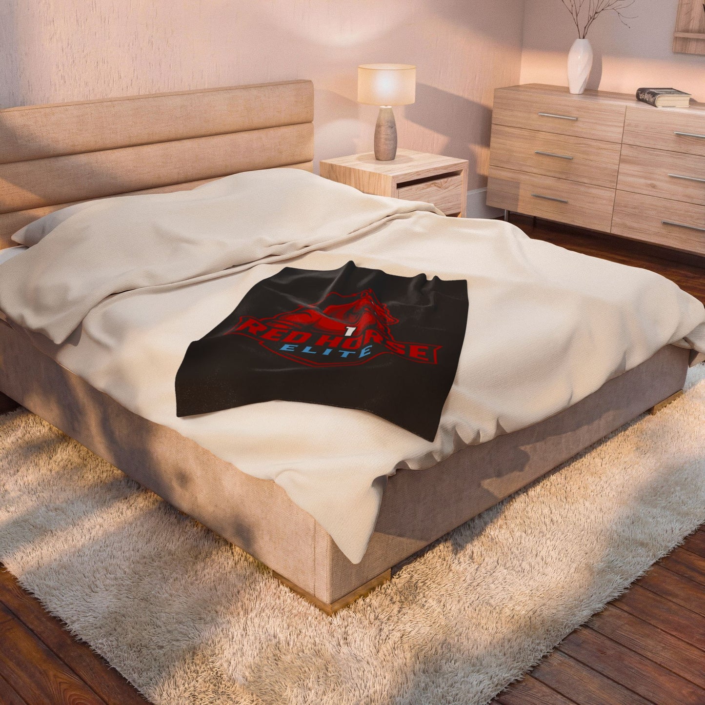 Red Horse Elite Velveteen Plush Blanket – Athletic Mascot Throw