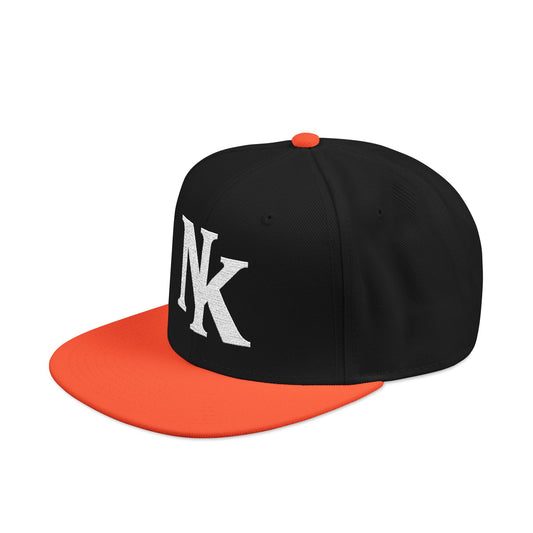 Embroidered 'NK' Snapback Hat — Two-Tone Streetwear Cap