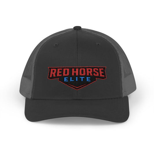 Red Horse Elite Trucker Cap — Embroidered Snapback Hat