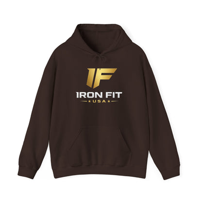 Iron Fit USA Hoodie – Gold IF Logo Athletic Pullover