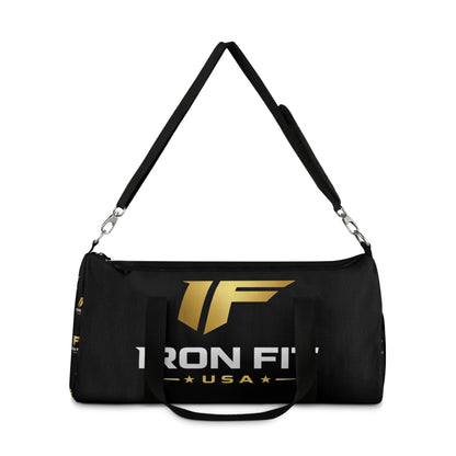 Iron Fit USA Black Gym Duffel Bag — Logo Sports Travel Bag
