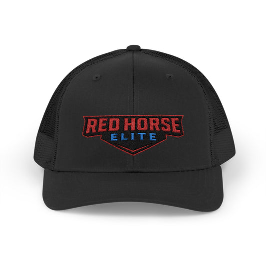 Red Horse Elite Trucker Cap — Embroidered Snapback Hat