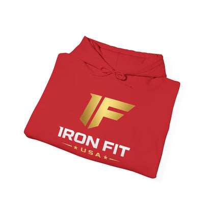 Iron Fit USA Hoodie – Gold IF Logo Athletic Pullover