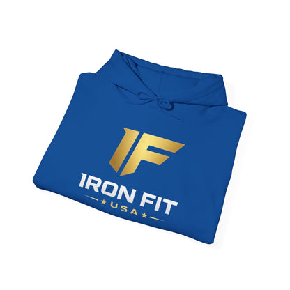 Iron Fit USA Hoodie – Gold IF Logo Athletic Pullover