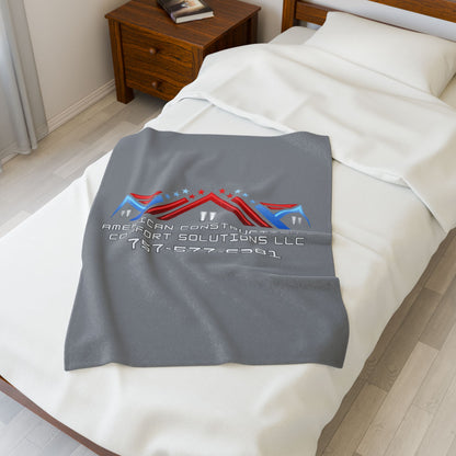 Velveteen Plush Blanket — American Construction & Comfort Solutions Logo (757-577-6381)