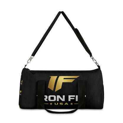 Iron Fit USA Black Gym Duffel Bag — Logo Sports Travel Bag