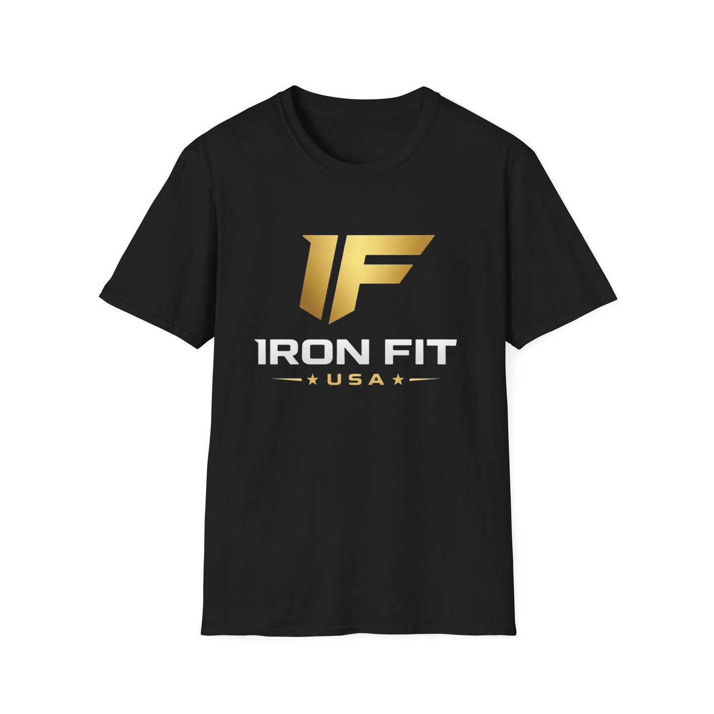 Iron Fit USA T-Shirt — Gold Logo Gym Tee