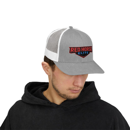 Red Horse Elite Trucker Cap — Embroidered Snapback Hat
