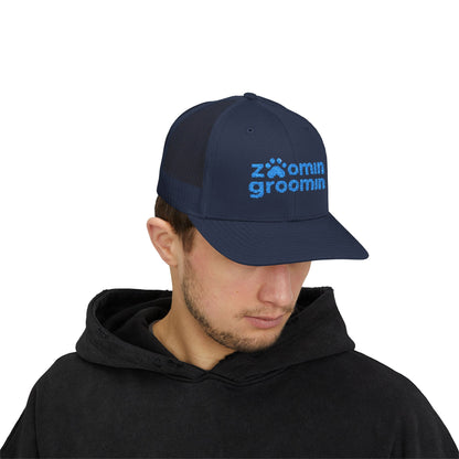 Embroidered Zoomin Groomin Snapback Trucker Cap - Perfect Gift for Pet Lovers, Dog Groomers, Animal Enthusiasts, Casual Wear, Fun Accessories
