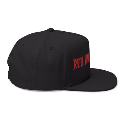 Embroidered Flat Bill Cap — "Red Horse Elite" Gothic Logo