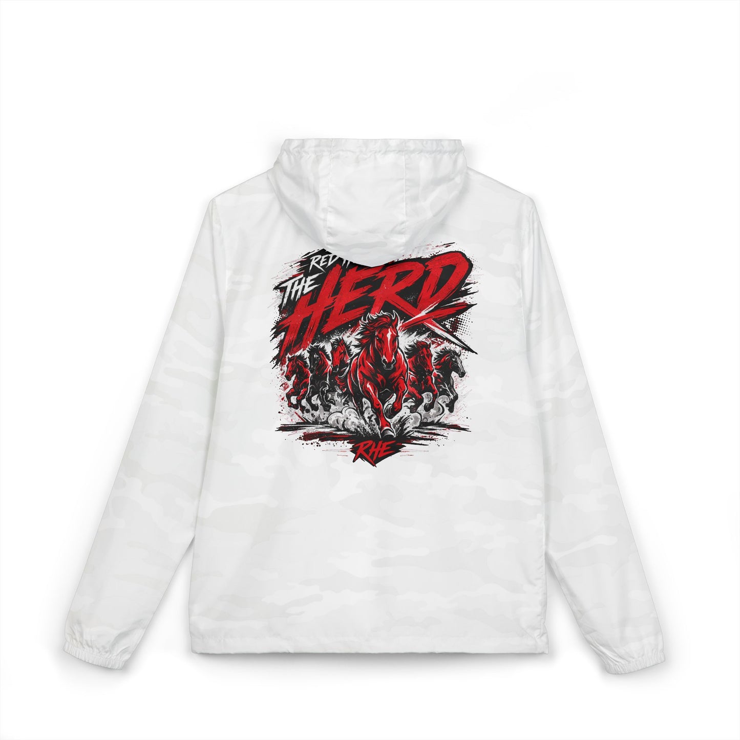 Windbreaker Jacket — 'The Herd' Red Graphic Hooded Windbreaker