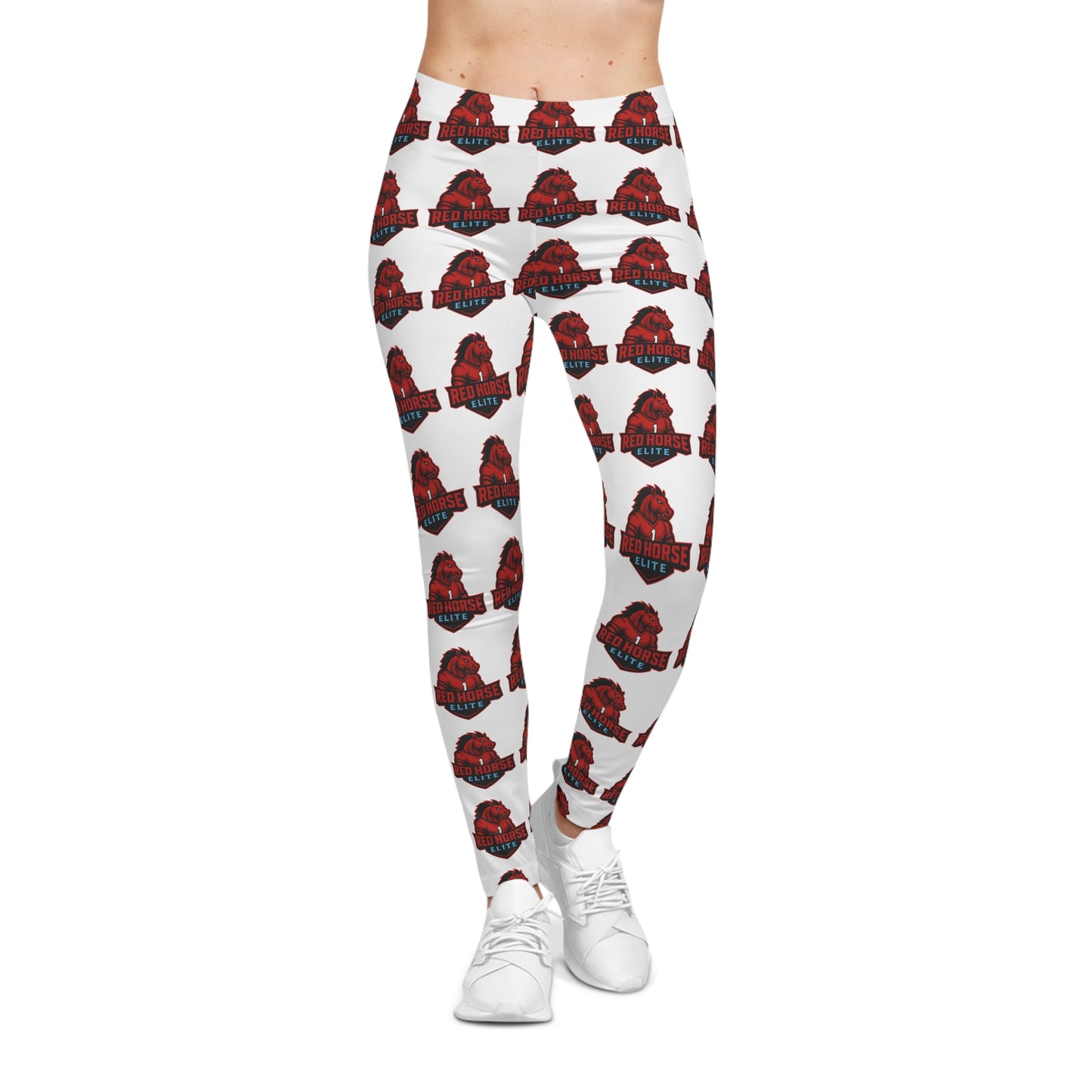 Women Red Horse Logo Pattern Leggings