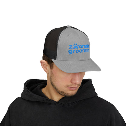 Embroidered Zoomin Groomin Snapback Trucker Cap - Perfect Gift for Pet Lovers, Dog Groomers, Animal Enthusiasts, Casual Wear, Fun Accessories