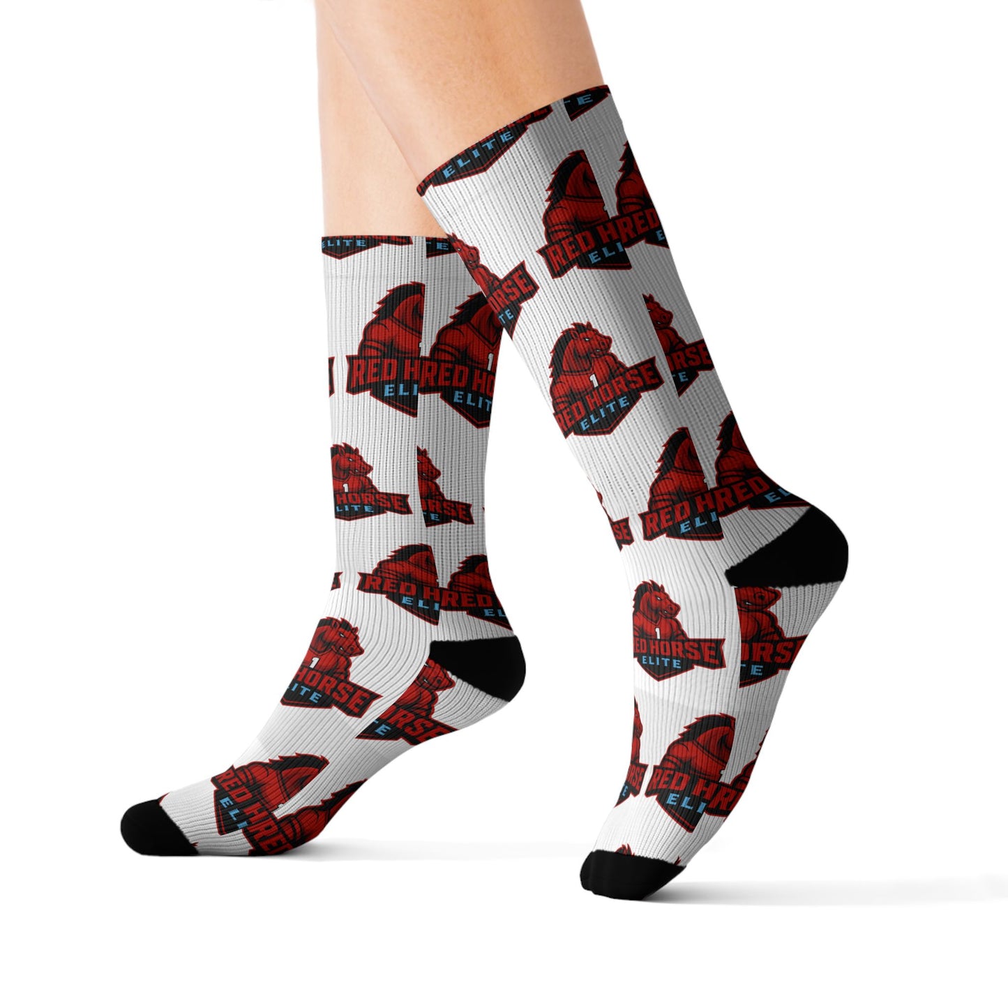 Red Horse Sublimation Socks — Cozy Novelty Crew Socks