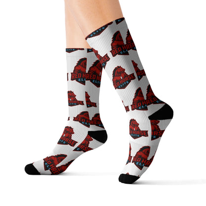 Red Horse Sublimation Socks — Cozy Novelty Crew Socks