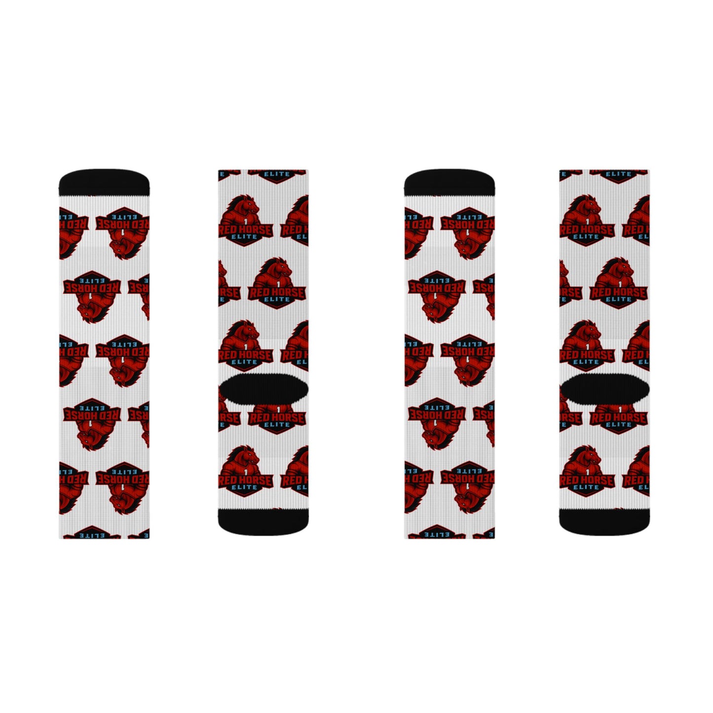 Red Horse Sublimation Socks — Cozy Novelty Crew Socks