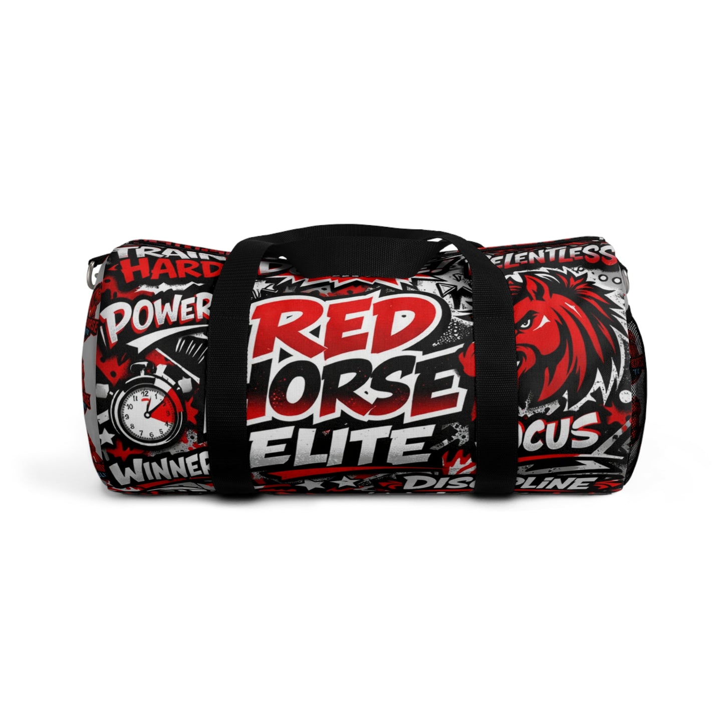 Red Horse Elite Duffel Bag — Motivational Gym Travel Bag with Bold Graphic