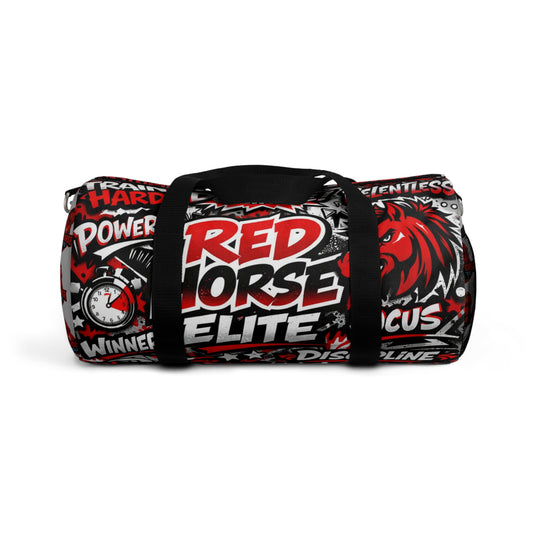 Red Horse Elite Duffel Bag — Motivational Gym Travel Bag with Bold Graphic