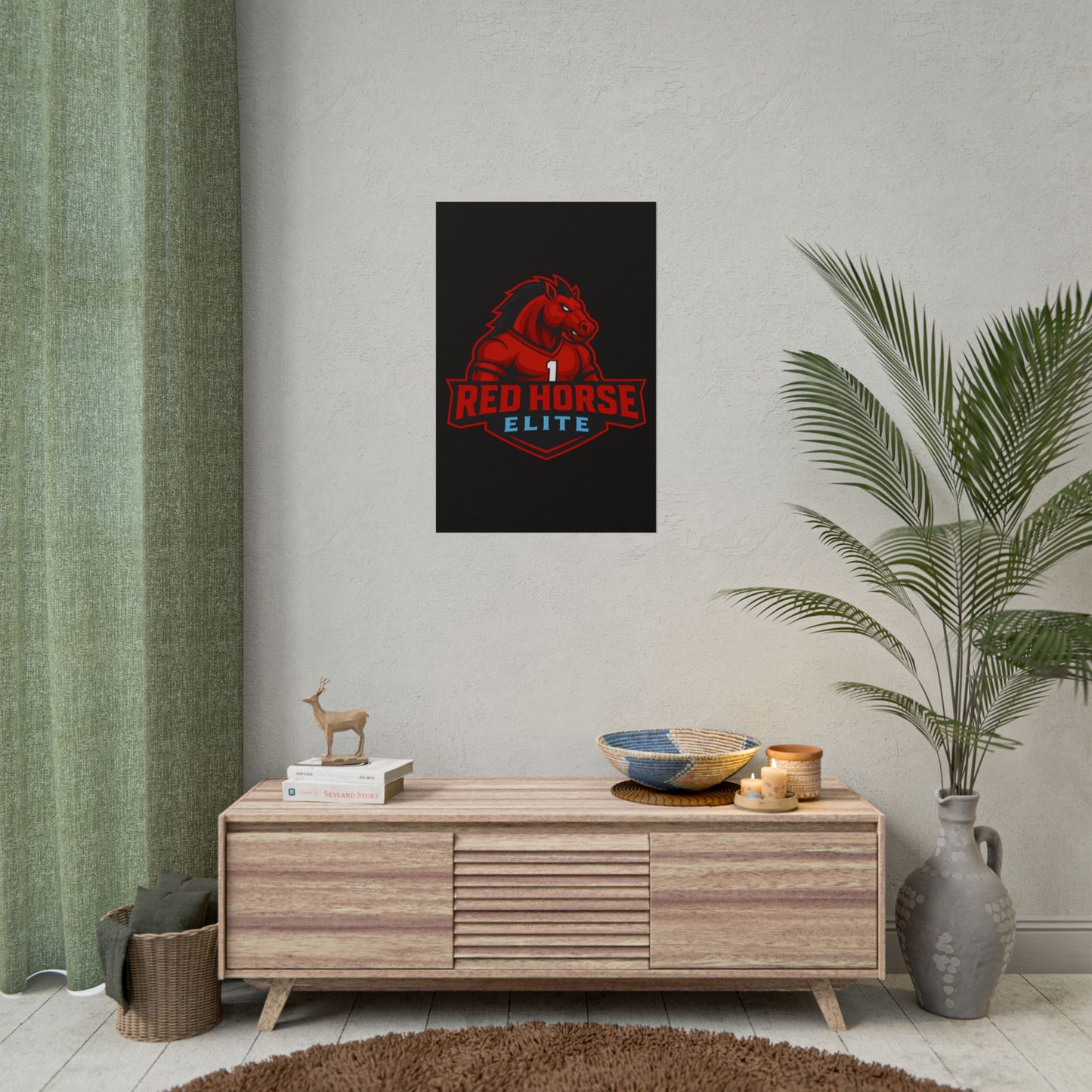 Red Horse Elite Logo Poster — Rolled Gaming Team Wall Art