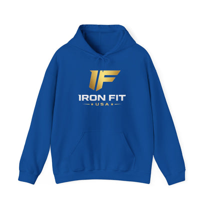 Iron Fit USA Hoodie – Gold IF Logo Athletic Pullover
