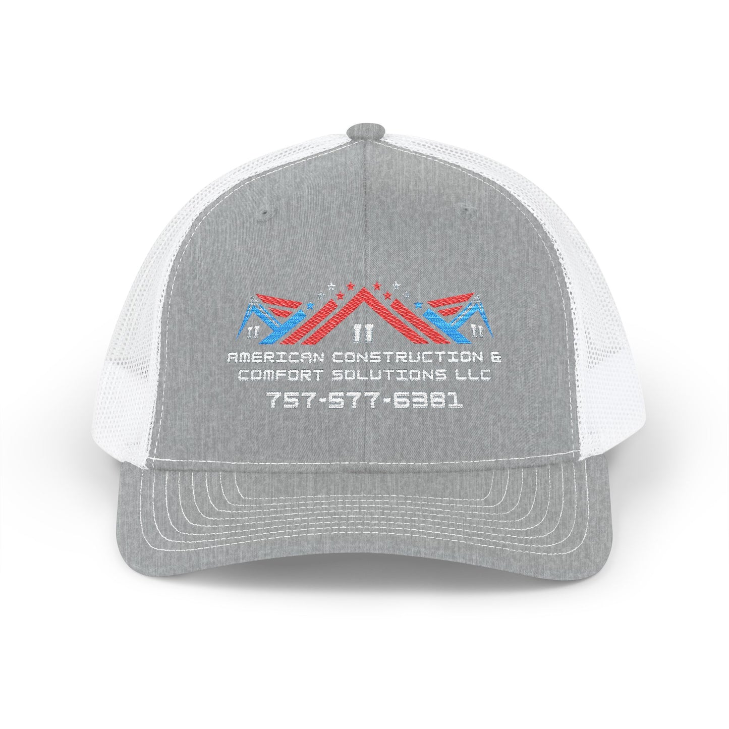 Embroidered Trucker Hat — American Construction & Contract Solutions Logo (Custom Phone Number)