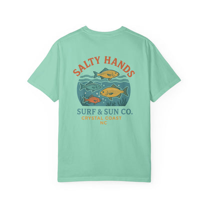 Salty Hands Surf & Sun T-Shirt — Crystal Coast Fishing Graphic Tee