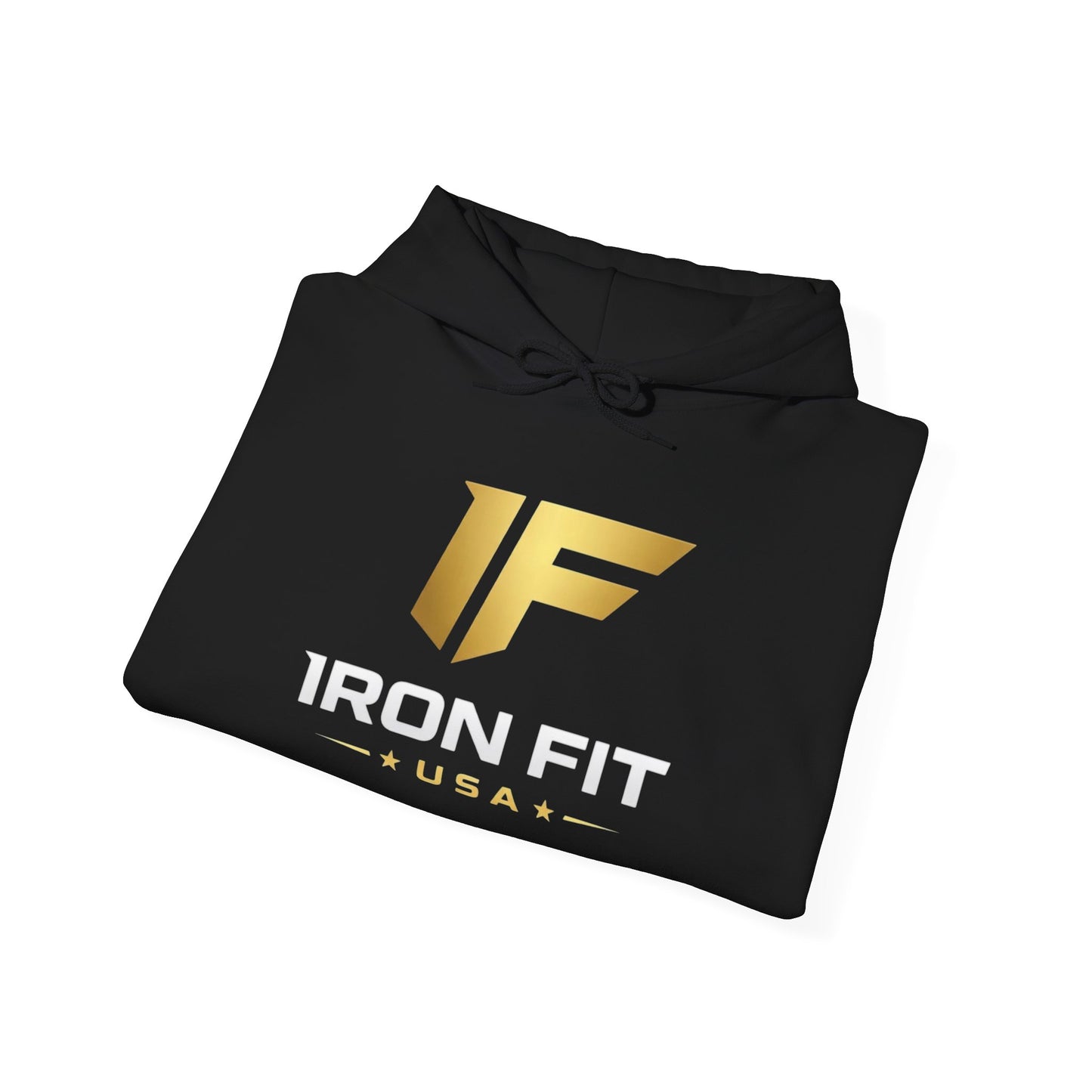 Iron Fit USA Hoodie – Gold IF Logo Athletic Pullover