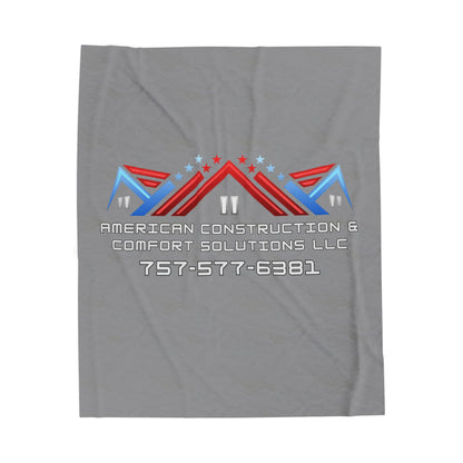 Velveteen Plush Blanket — American Construction & Comfort Solutions Logo (757-577-6381)