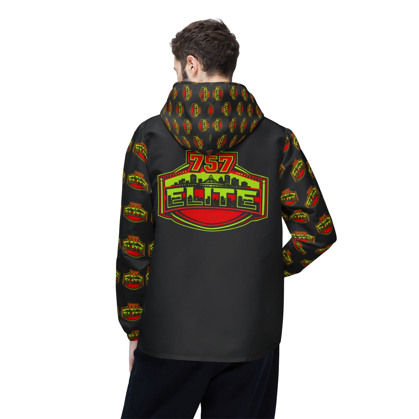 Elite Logo Windbreaker Jacket — All-Over Print Lightweight Hooded Jacket