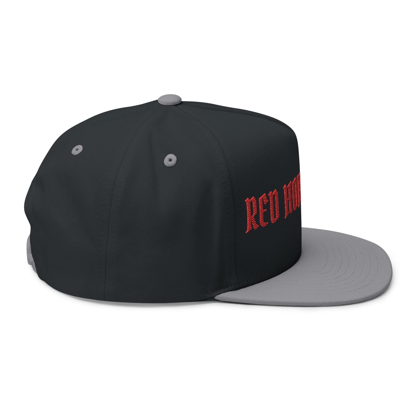 Embroidered Flat Bill Cap — "Red Horse Elite" Gothic Logo