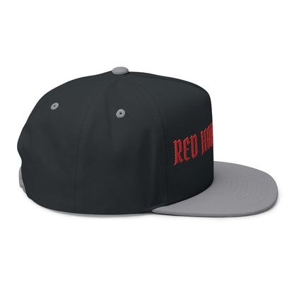 Embroidered Flat Bill Cap — "Red Horse Elite" Gothic Logo