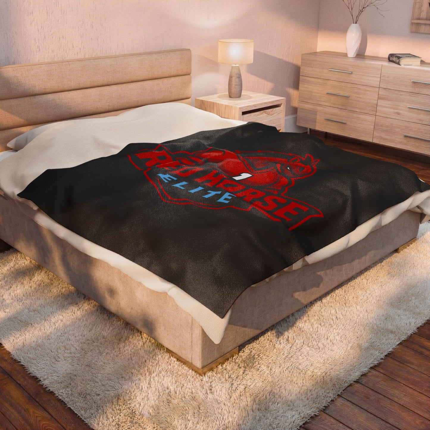 Red Horse Elite Velveteen Plush Blanket – Athletic Mascot Throw