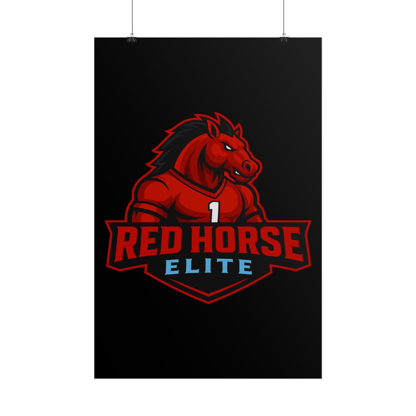 Red Horse Elite Logo Poster — Rolled Gaming Team Wall Art
