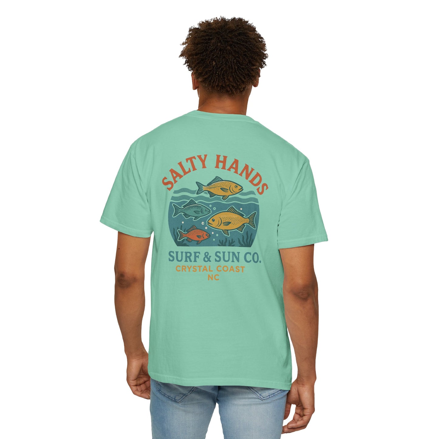 Salty Hands Surf & Sun T-Shirt — Crystal Coast Fishing Graphic Tee