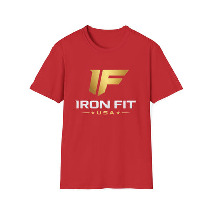 Iron Fit USA T-Shirt — Gold Logo Gym Tee