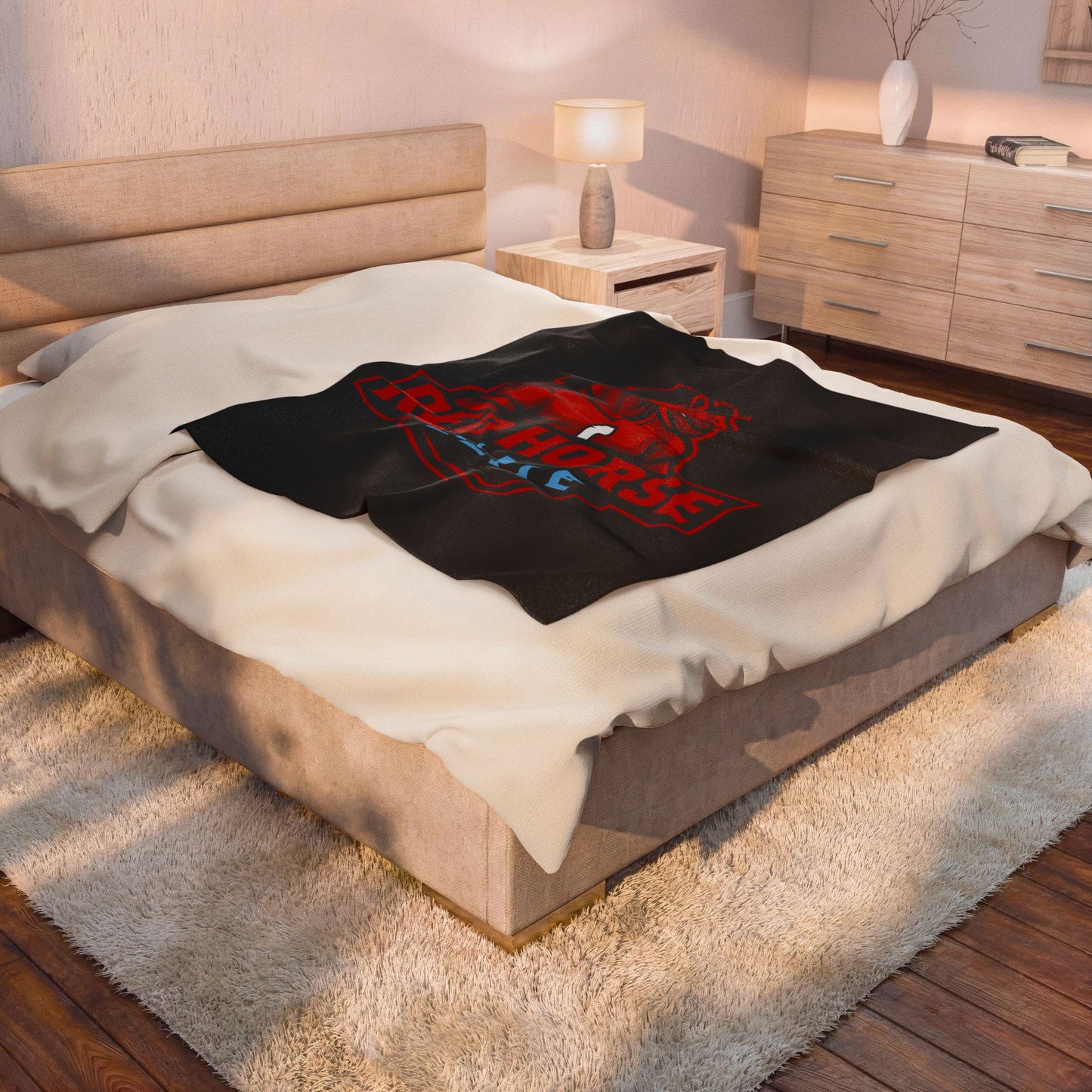 Red Horse Elite Velveteen Plush Blanket – Athletic Mascot Throw