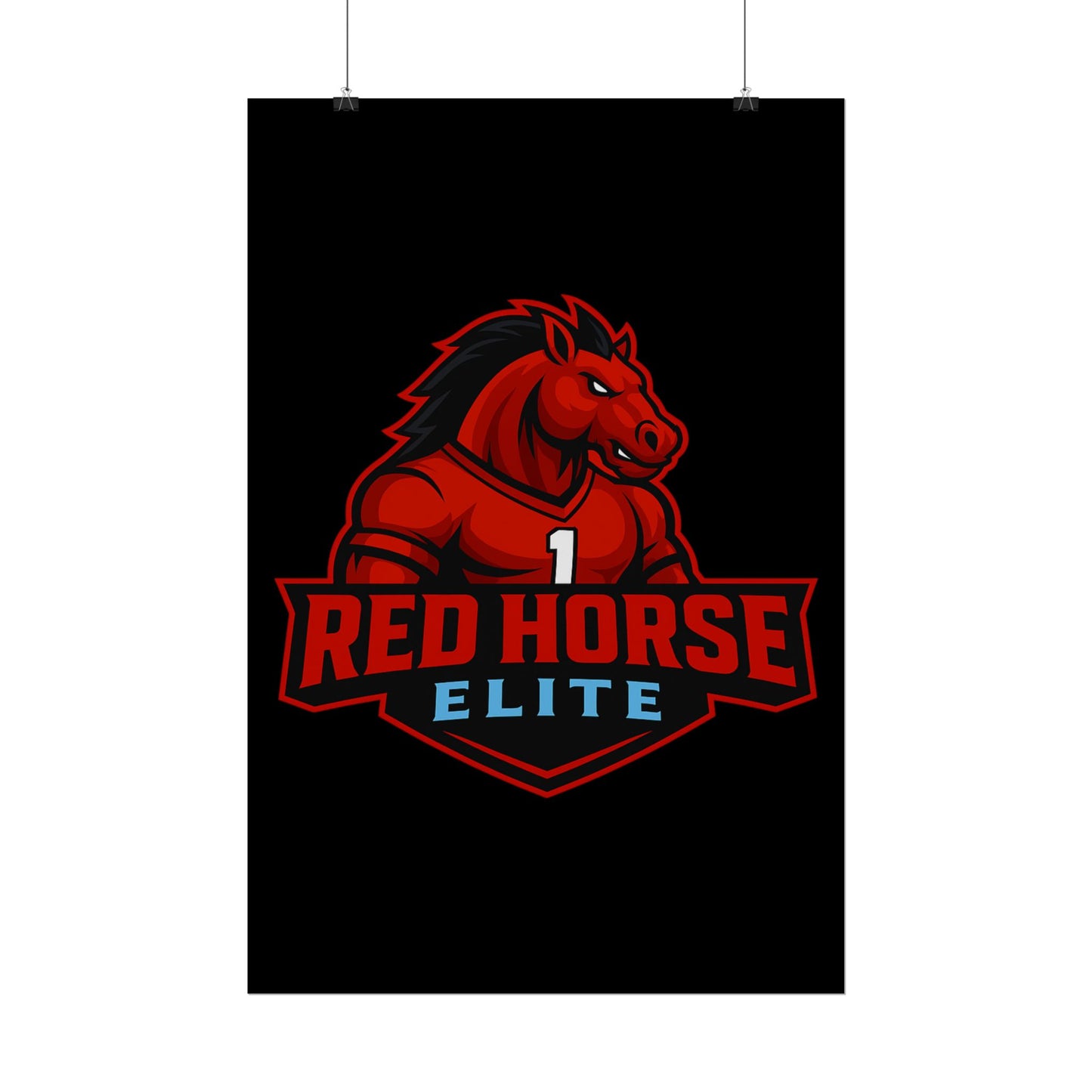 Red Horse Elite Logo Poster — Rolled Gaming Team Wall Art
