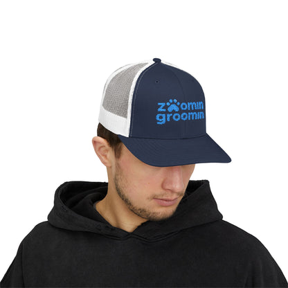 Embroidered Zoomin Groomin Snapback Trucker Cap - Perfect Gift for Pet Lovers, Dog Groomers, Animal Enthusiasts, Casual Wear, Fun Accessories