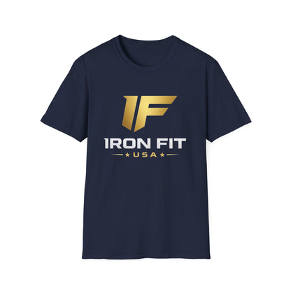 Iron Fit USA T-Shirt — Gold Logo Gym Tee