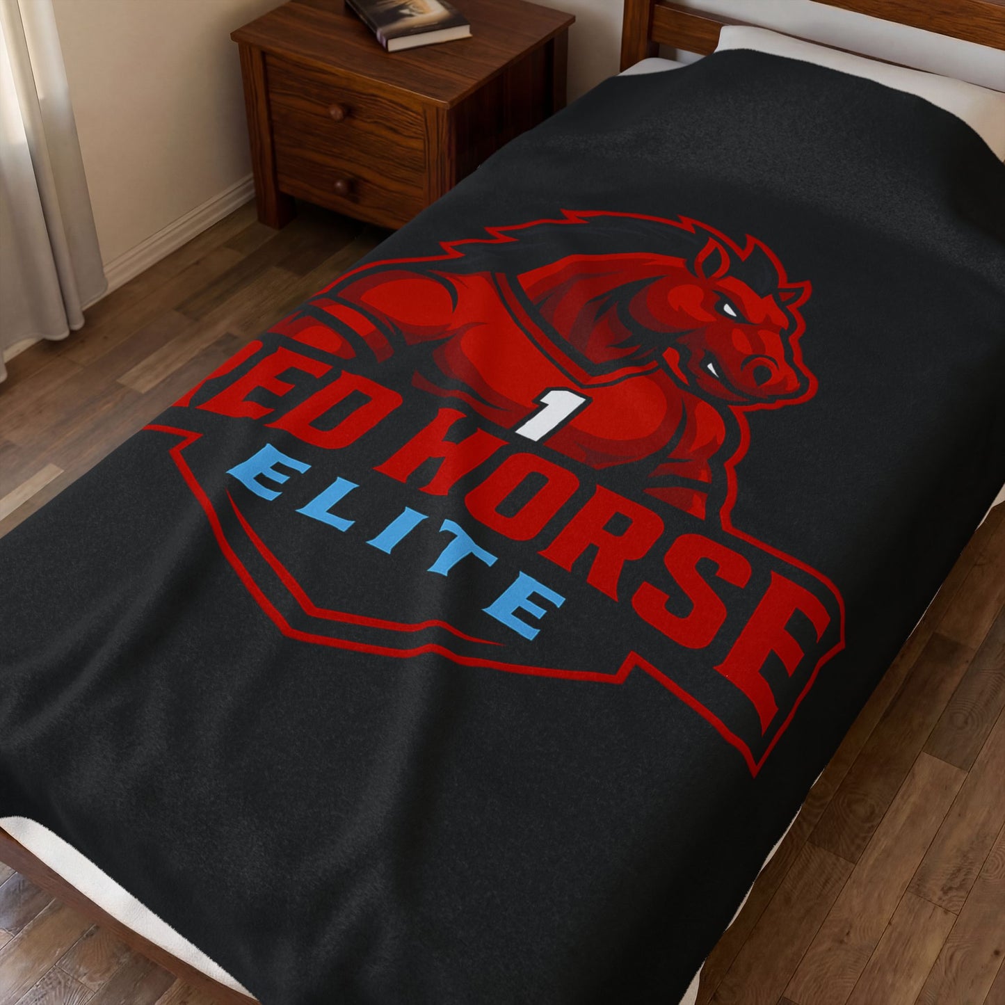 Red Horse Elite Velveteen Plush Blanket – Athletic Mascot Throw