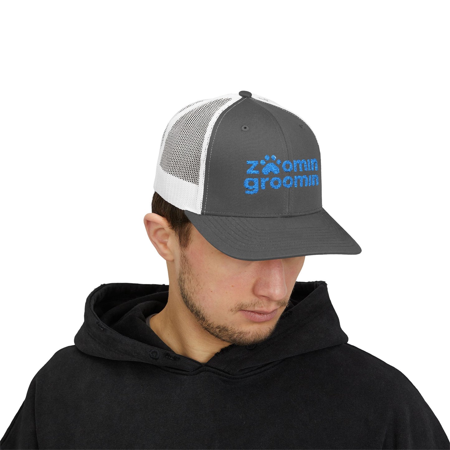 Embroidered Zoomin Groomin Snapback Trucker Cap - Perfect Gift for Pet Lovers, Dog Groomers, Animal Enthusiasts, Casual Wear, Fun Accessories