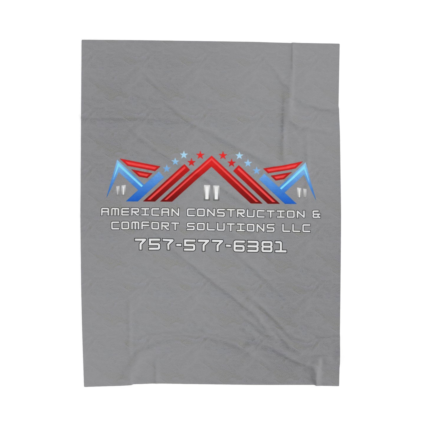 Velveteen Plush Blanket — American Construction & Comfort Solutions Logo (757-577-6381)
