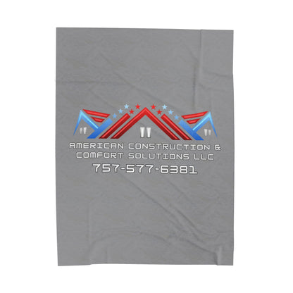 Velveteen Plush Blanket — American Construction & Comfort Solutions Logo (757-577-6381)