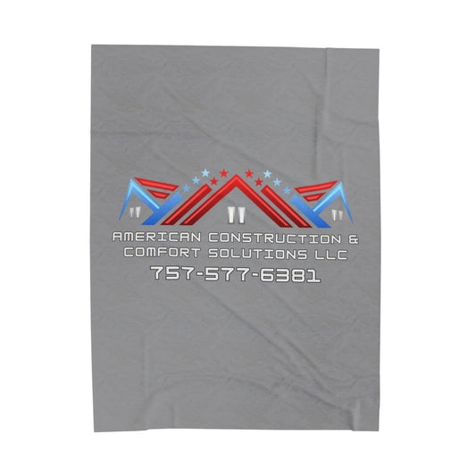 Velveteen Plush Blanket — American Construction & Comfort Solutions Logo (757-577-6381)