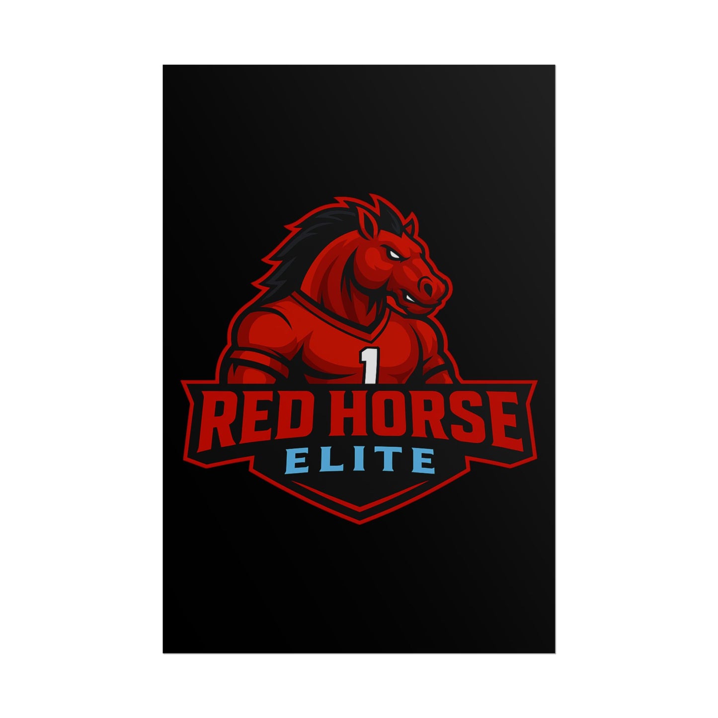 Red Horse Elite Logo Poster — Rolled Gaming Team Wall Art