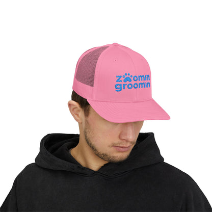 Embroidered Zoomin Groomin Snapback Trucker Cap - Perfect Gift for Pet Lovers, Dog Groomers, Animal Enthusiasts, Casual Wear, Fun Accessories
