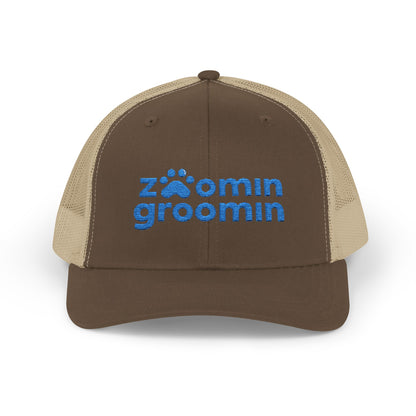 Embroidered Zoomin Groomin Snapback Trucker Cap - Perfect Gift for Pet Lovers, Dog Groomers, Animal Enthusiasts, Casual Wear, Fun Accessories