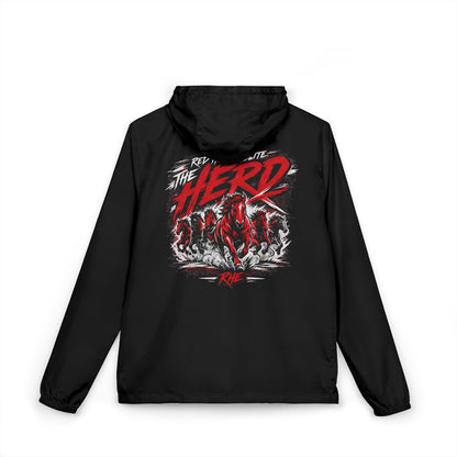 Windbreaker Jacket — 'The Herd' Red Graphic Hooded Windbreaker
